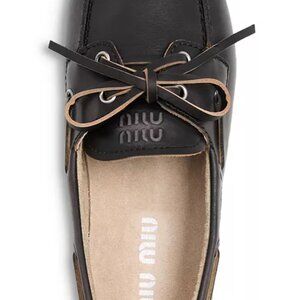 Miu Miu Unlined bleached leather boat shoes Size 6